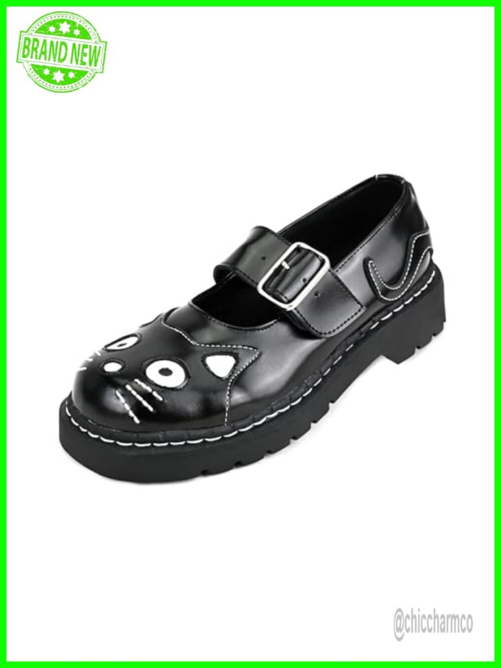 T.U.K. Kitty Cat Mary Jane Shoes Women Round Toe Ankle Strap Leather Oxfords